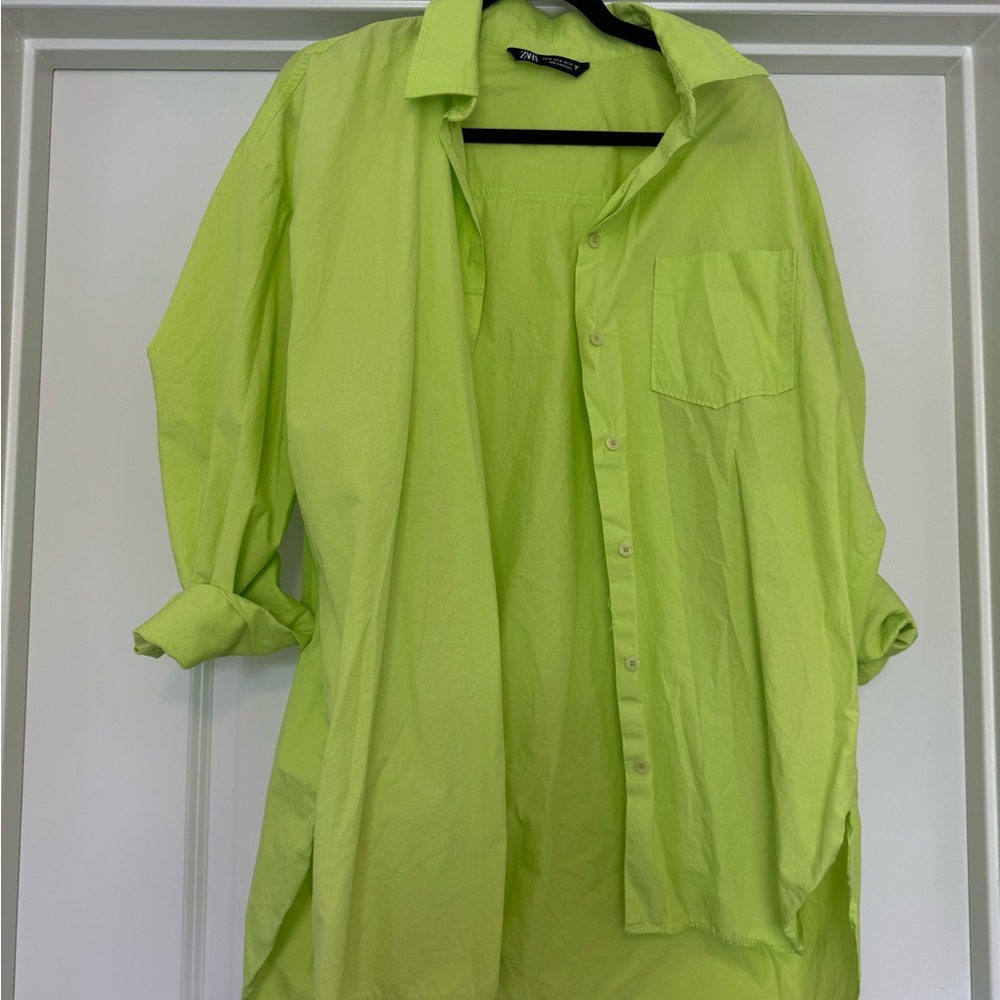 Zara Women's Bright Green Shirt Jacket